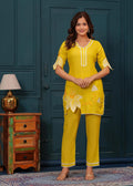 Women's Yellow Embroidered Co-Ord Set