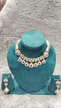 Antique  Floral Choker Set with Teardrop Ruby Accents