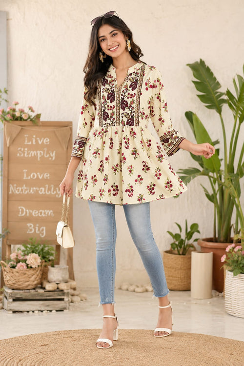 Vintage Meadow Peplum Tunic Top