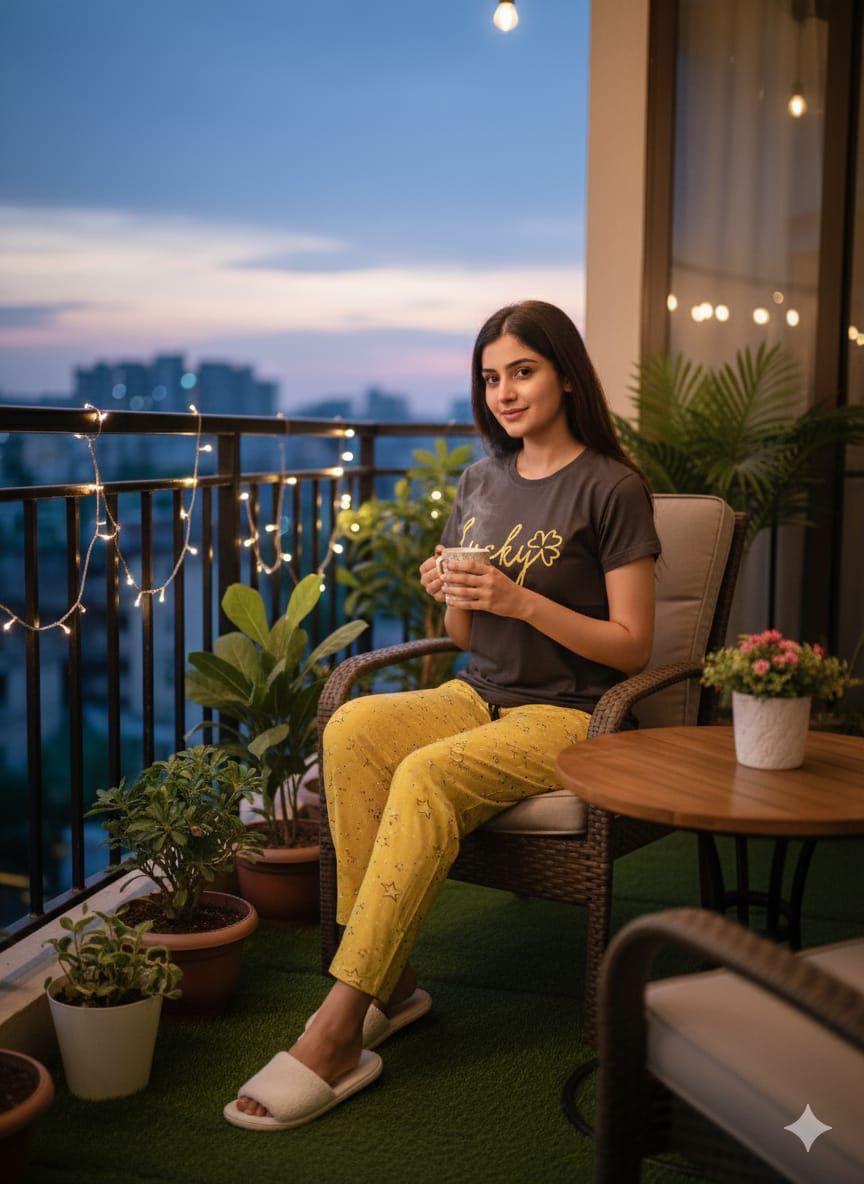 WOMEN ROUND NECK NIGHT SHUT