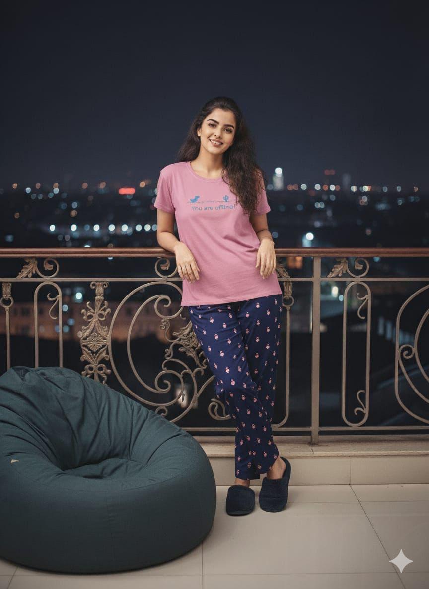 WOMEN ROUND NECK NIGHT SHUT