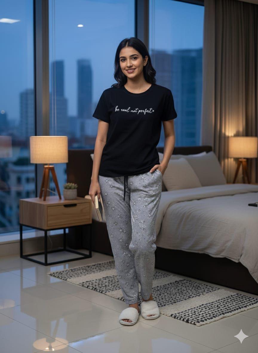 WOMEN ROUND NECK NIGHT SHUT