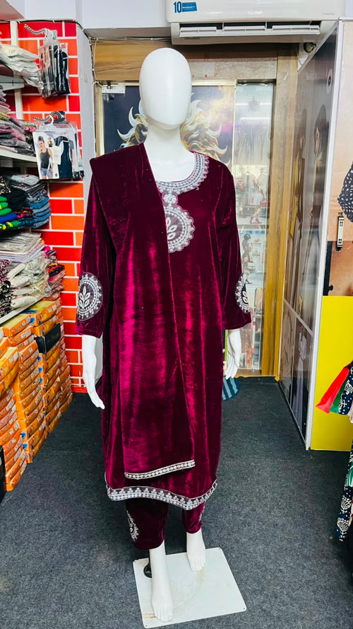 Women Velvet Three-Piece Suit