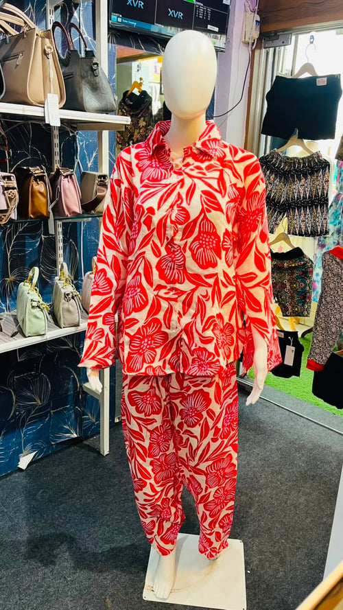 Red Printed Women Co-Ord Set