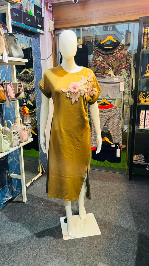 Floral Patch Western Midi Dress