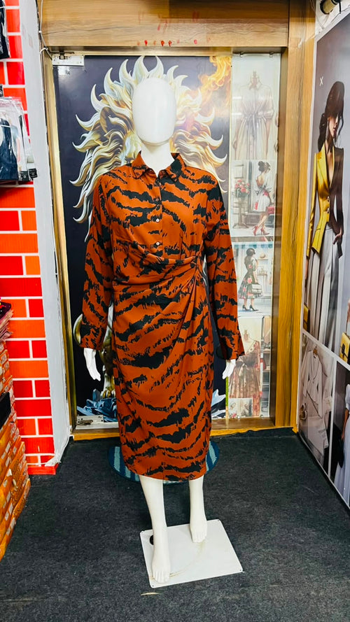 Stylish Tiger Print Western Dress