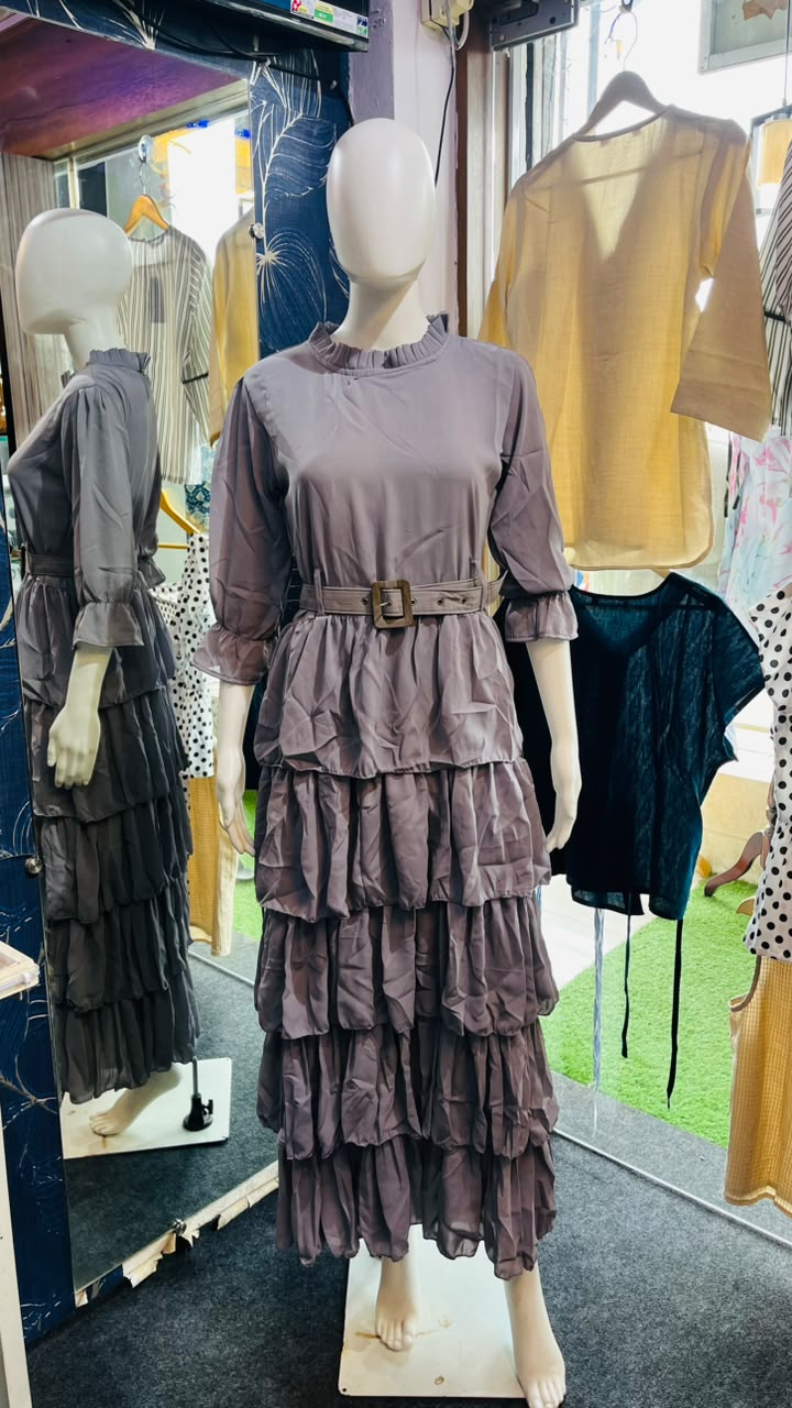 Stylish Frill Midi Dress For Women