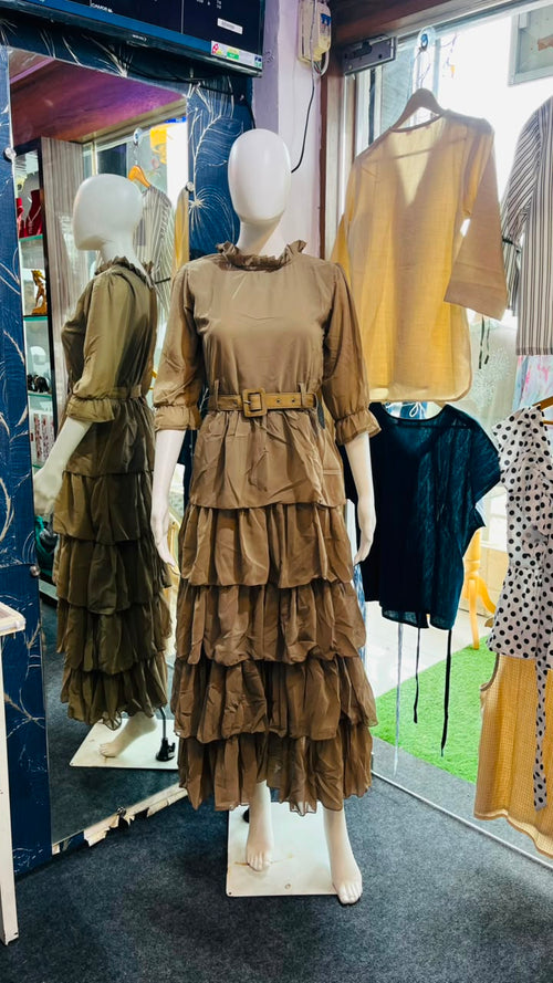 Stylish Frill Midi Dress For Women