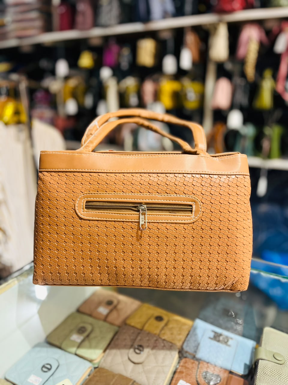 elegant textured ladies handbag