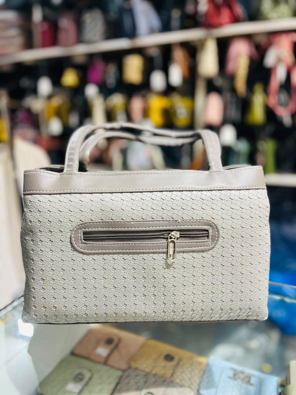elegant textured ladies handbag