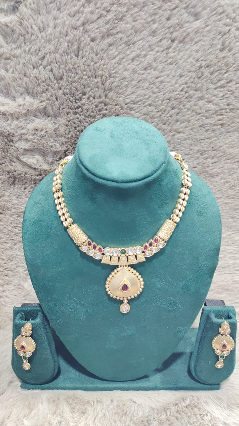 Royal Kundan Pearl Necklace Set with Earrings
